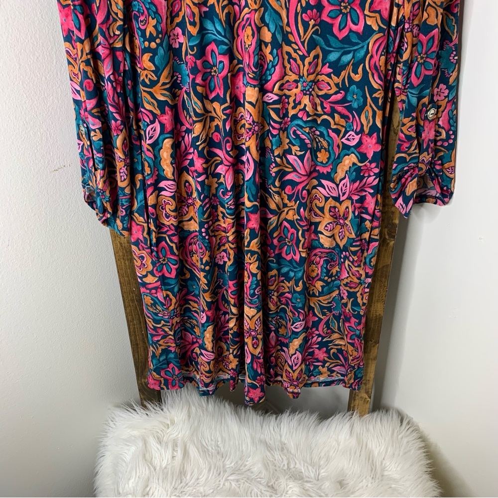 Dear Scarlett Floral Print Dress with Pink and Blue Accents - Picture 5 of 5